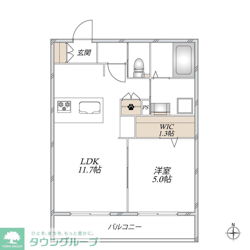 AL SOLE(1LDK/2階)の間取り写真