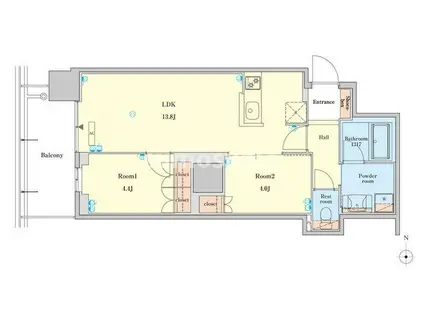 RJR堺筋本町タワー(2LDK/5階)の間取り写真