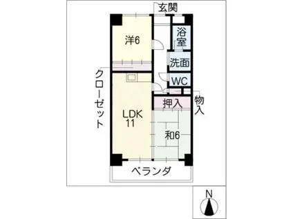 シャインビル(2LDK/6階)の間取り写真