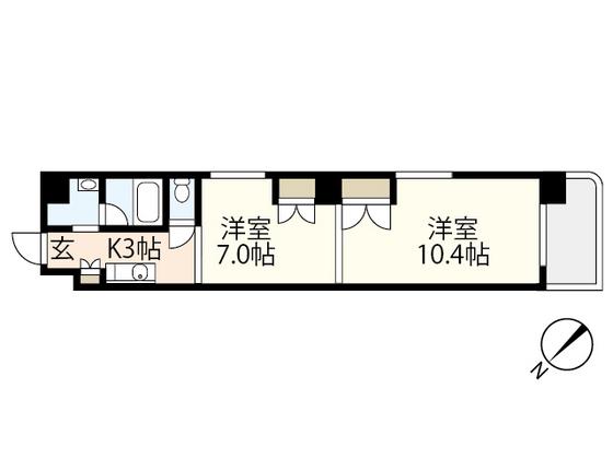 ル・クール上幟町(2K/8階)の間取り写真