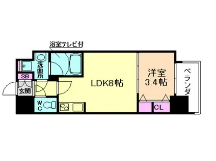 アーバネックス西天満(1LDK/2階)の間取り写真