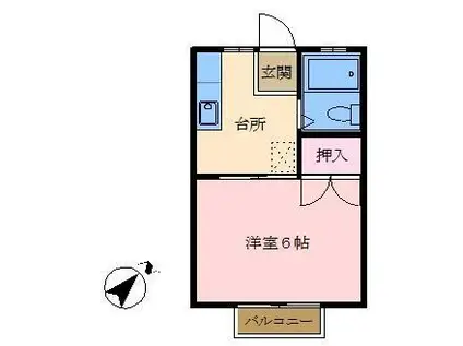 矢富ハイツ(1K/2階)の間取り写真