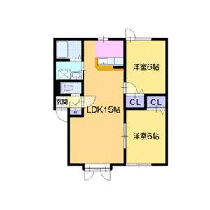 プティメゾン小樽(2LDK/2階)の間取り写真