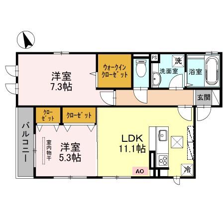 カミーリア北大塚(2LDK/1階)の間取り写真