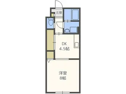 ヒルズシンシアI(1DK/1階)の間取り写真