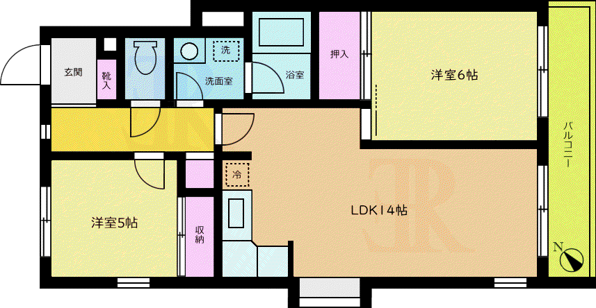 ルミエール壱番館(2LDK/3階)の間取り写真