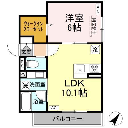 アメティスタ相模が丘(1LDK/2階)の間取り写真