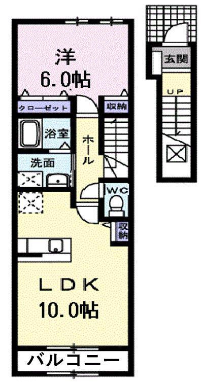 スプリング グレイス(1LDK/2階)の間取り写真