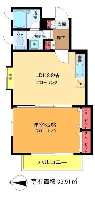 サザンヴィレッジ(1LDK/3階)の間取り写真