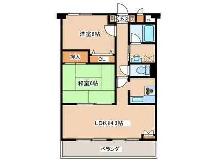 アーク本厚木(2LDK/2階)の間取り写真