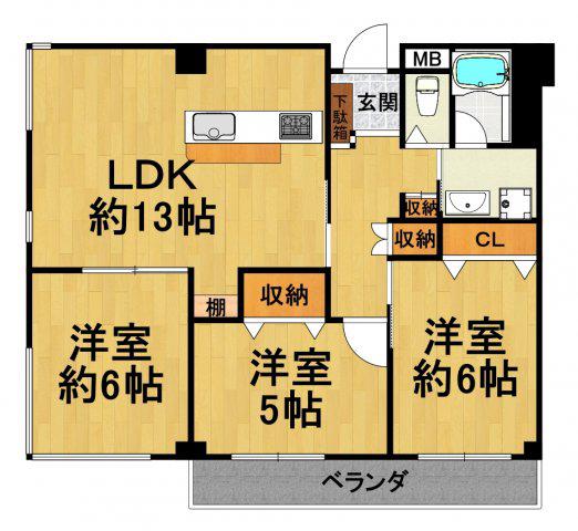 エトール4(3LDK/3階)の間取り写真