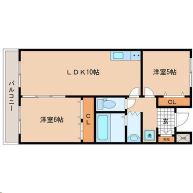ブエナビスタ東六番丁(2LDK/2階)の間取り写真