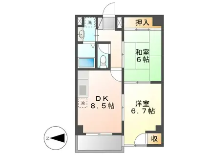エスペランサ西杉(2DK/3階)の間取り写真