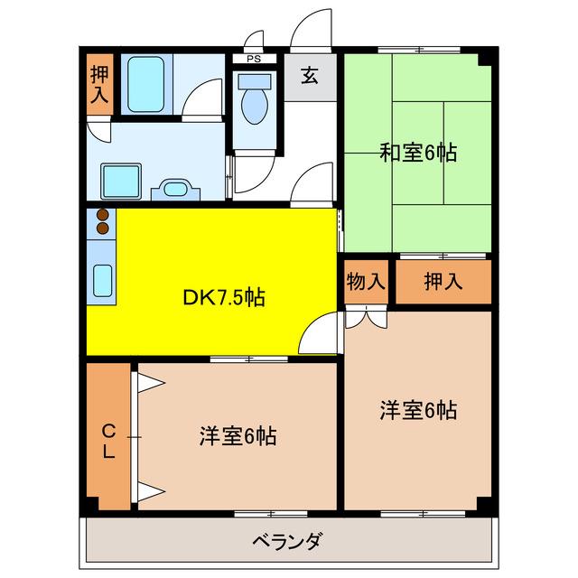 ファクトリー長良(3DK/2階)の間取り写真