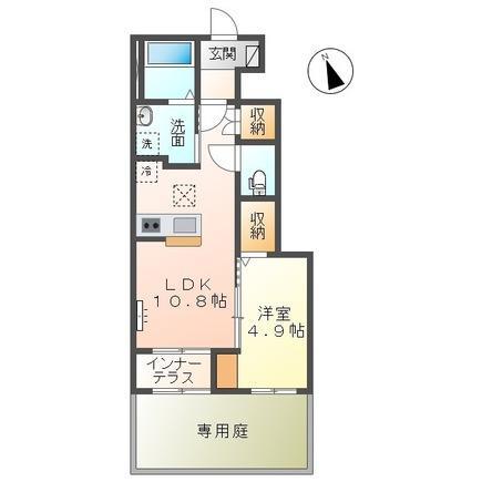 アンソレイユ(1LDK/1階)の間取り写真