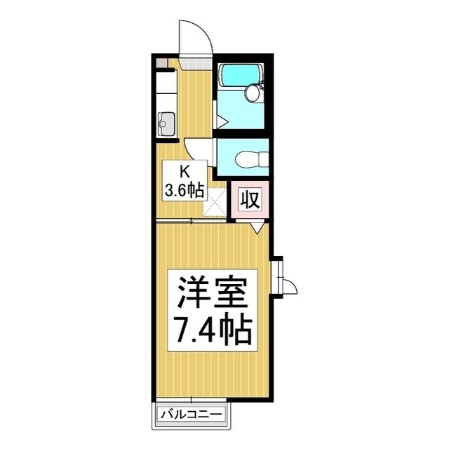 オアシスE(1K/2階)の間取り写真