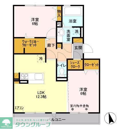 リヴェール南流山A(2LDK/2階)の間取り写真