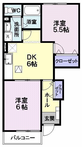 プーロ・ジラソーレ(2DK/1階)の間取り写真