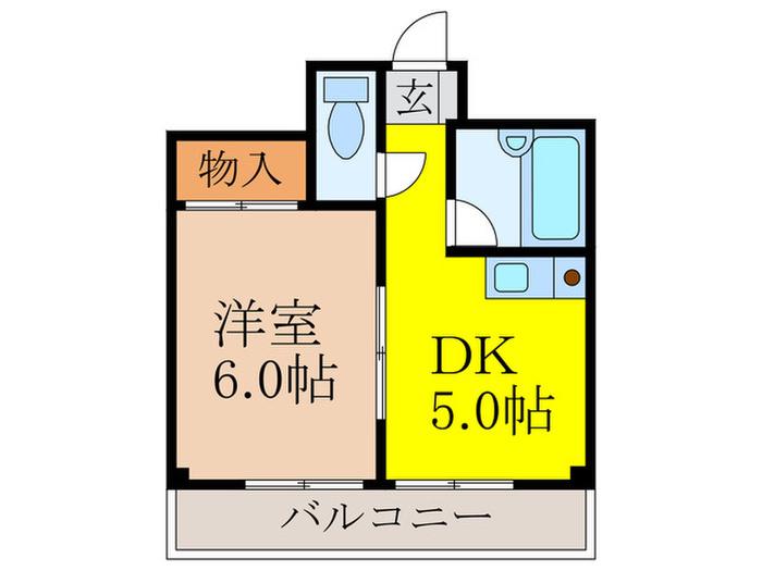 メイプルコート(1DK/2階)の間取り写真
