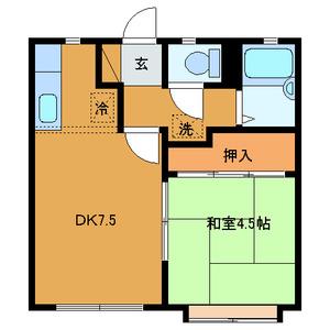 ローズ武庫之荘(1DK/1階)の間取り写真