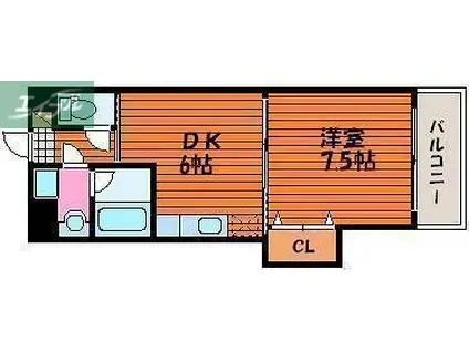 ピュアベルデ医大南(1DK/4階)の間取り写真