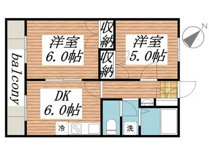 プリマベーラ(2DK/3階)の間取り写真