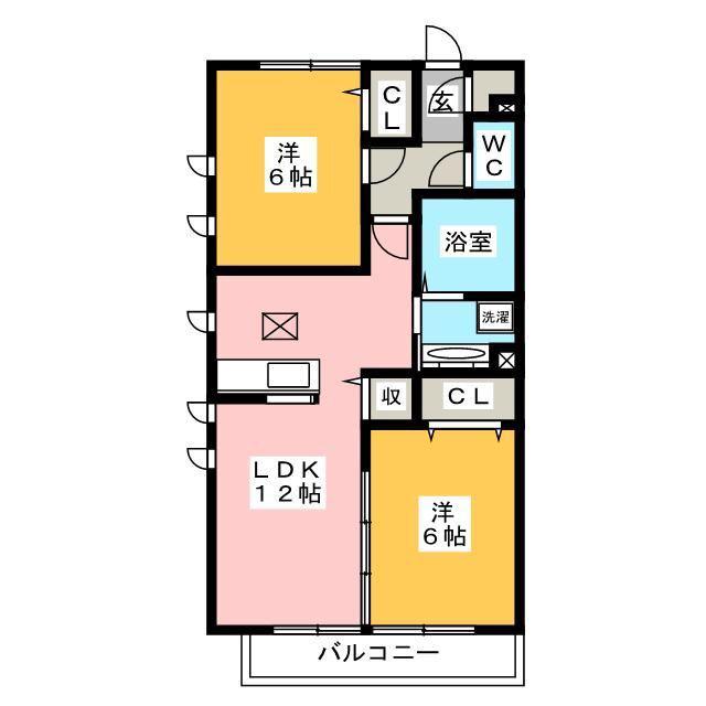 エスポア(2LDK/1階)の間取り写真