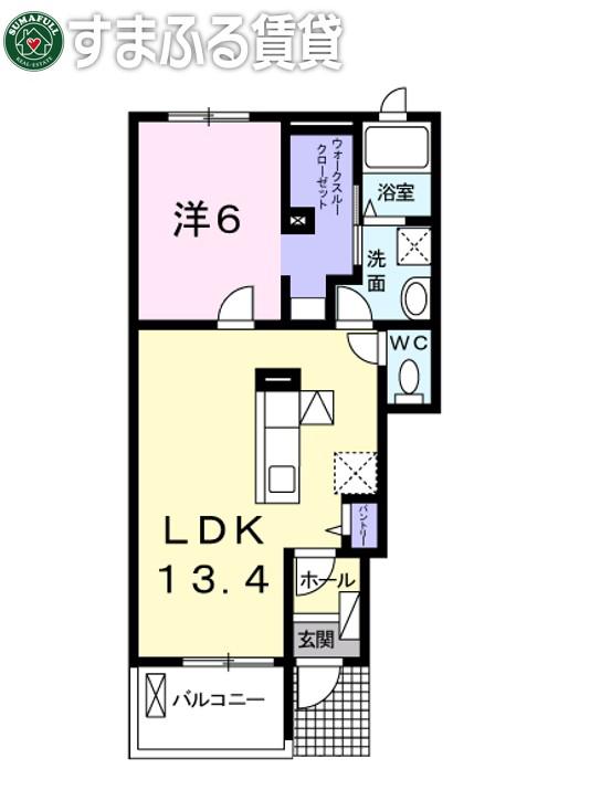 セレーナ A(1LDK/1階)の間取り写真