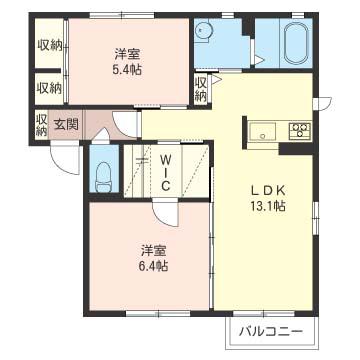 コンフィーノ辰巳台III(2LDK/2階)の間取り写真