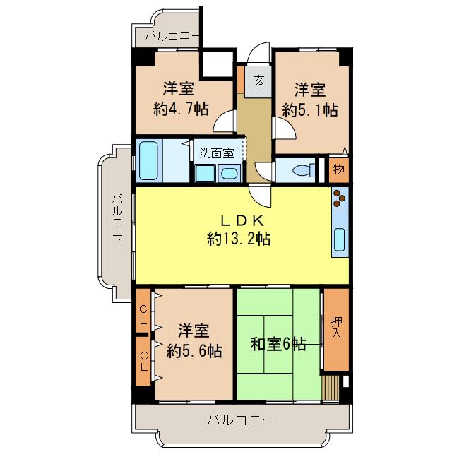 南花台アーバンコンフォート(4LDK/10階)の間取り写真