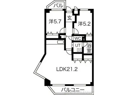 ルミエール上山手(2LDK/3階)の間取り写真