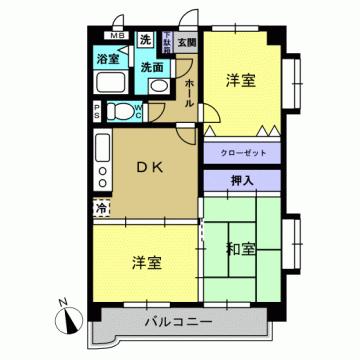 サンハイツ徳永2(3DK/2階)の間取り写真