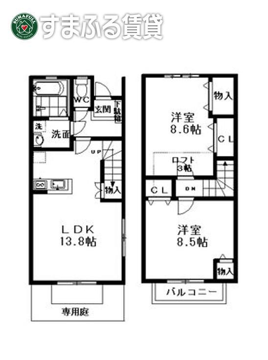 GRANDCOURT壱番館(2LDK/1階)の間取り写真
