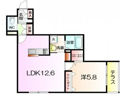 グランディール中百舌鳥(1LDK/1階)の間取り写真