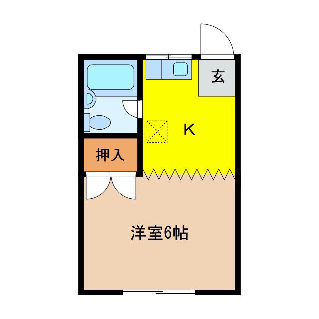 コーポ岡田D棟(1K/2階)の間取り写真