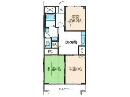 レジデンス新狭山(3DK/3階)の間取り写真