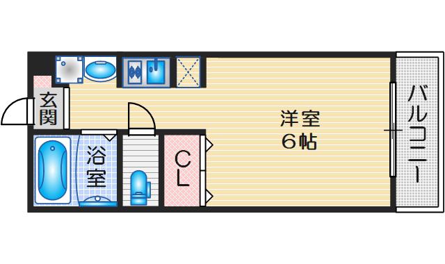 COCORO吹田(1K/2階)の間取り写真