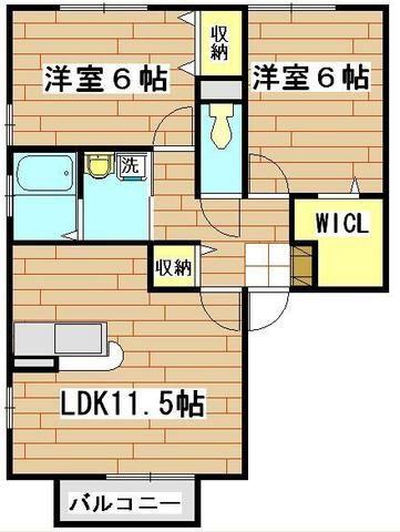 プレアール(2LDK/2階)の間取り写真