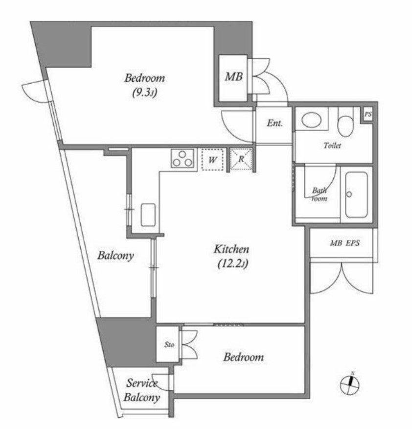 CAVANA麻布台(2LDK/14階)の間取り写真