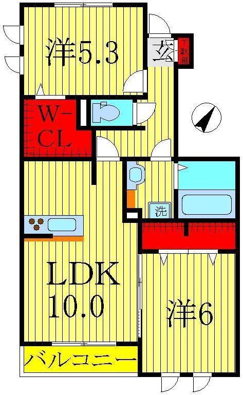 プラティークI(2LDK/1階)の間取り写真