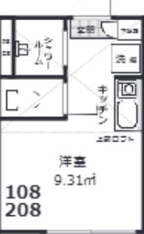 FITZROY千住(ワンルーム/2階)の間取り写真