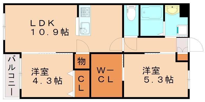 ネクストーリア飯塚西町(2LDK/1階)の間取り写真