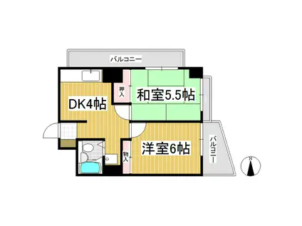 ハイホームズ七瀬(2DK/2階)の間取り写真