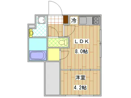 アルコバレーノ新町(1LDK/2階)の間取り写真