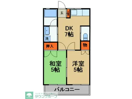 フジコーポII(2DK/1階)の間取り写真