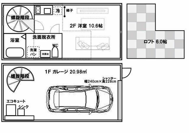 GLB向山 AREA-B(ワンルーム/2階)の間取り写真