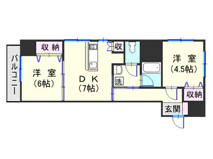 リードインアイエスヒラノ(2DK/2階)の間取り写真