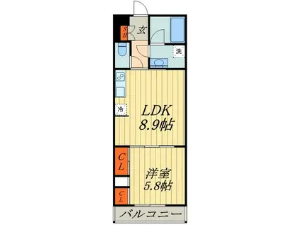 鳩ヶ谷弐番館(1LDK/3階)の間取り写真