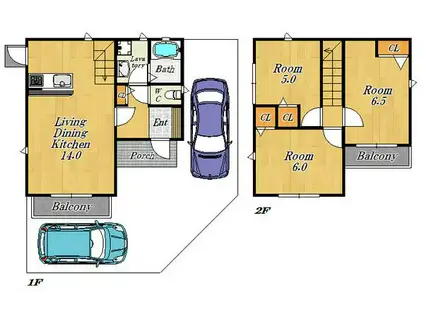 ベルリード徳庵B棟(3LDK/1階)の間取り写真