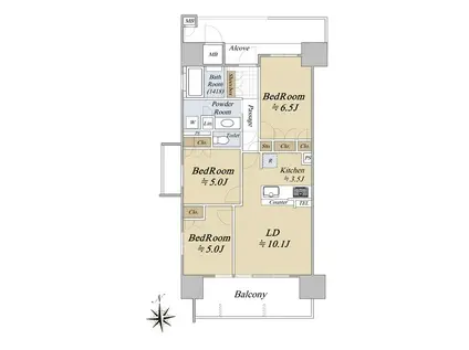 サンメゾン名古屋駅ザゲート(3LDK/9階)の間取り写真